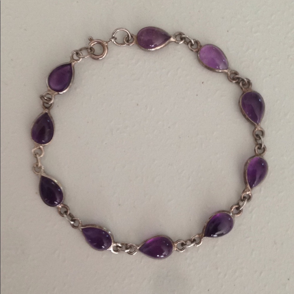 Bracelet with Genuine Amethyst and Sterling Silver